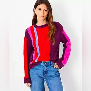 Ann Taylor Colorblock Mixed Stitch Sweater